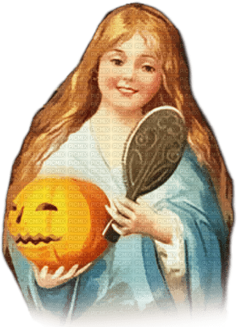 soave  halloween vintage girl children pumpkin - png gratuito