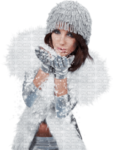 Woman Winter Snow Blue - Bogusia - Free PNG