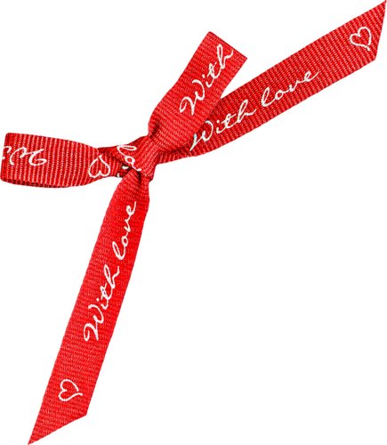 Bow.Text.With Love.White.Red - png gratis