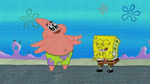 Patrick Happy SpongeBob - Free animated GIF