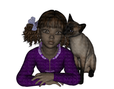 fille chat - zdarma png