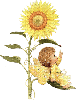 Kaz_Creations Yellow Deco Scrap Flowers Flower  Cute Angel Kids - PNG gratuit