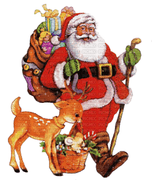 Santa with Christmas animals bp - Besplatni animirani GIF