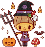 cute halloween chibi purple pixel jack o lantern - 免费动画 GIF