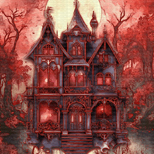 ♥❀❀❀❀ sm3 gothic house red image fantasy - ücretsiz png