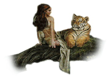 fantasy dama i tigre  dubravka4 - kostenlos png