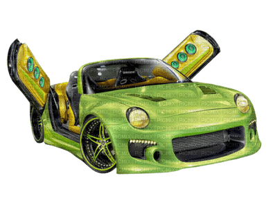 Car Green Yellow Black  - Bogusia - gratis png