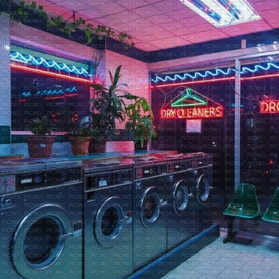 Neon Laundromat - PNG gratuit