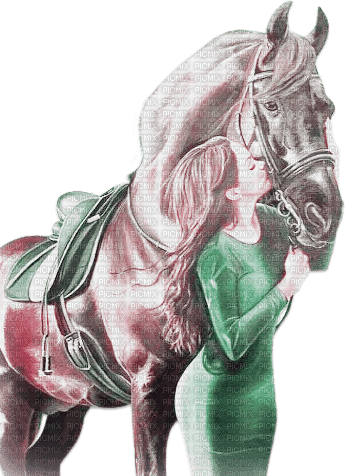 soave woman horse pink green - png grátis
