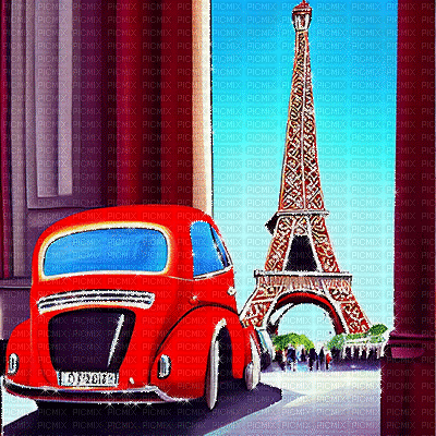 kikkapink background vintage paris car - Darmowy animowany GIF