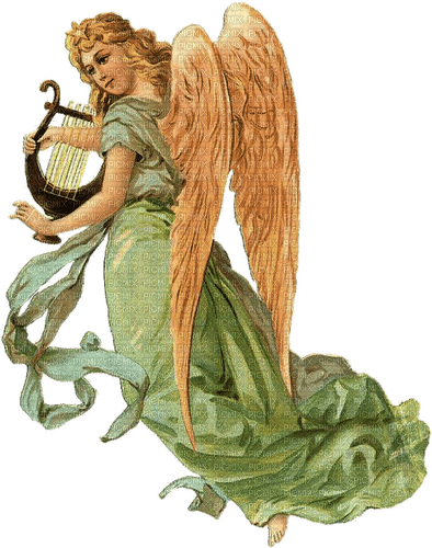 Angel with Harp - zadarmo png