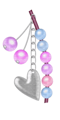 Kaz_Creations Deco Scrap Beads Heart Love  Hanging Dangly Things Colours - Free PNG