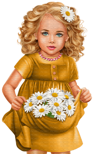 Girl with daisies. Summer. Spring. Leila - Free PNG