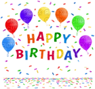 Kaz_Creations Deco Birthday Party Colours Balloons Confetti Text Happy Birthday - безплатен png