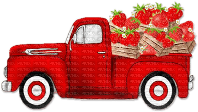 soave deco strawberry truck car red green - ücretsiz png