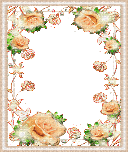 Vanessa Valo _crea = cream roses frame glitter - Darmowy animowany GIF