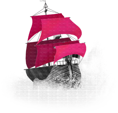 soave deco summer ship black white pink - Free PNG