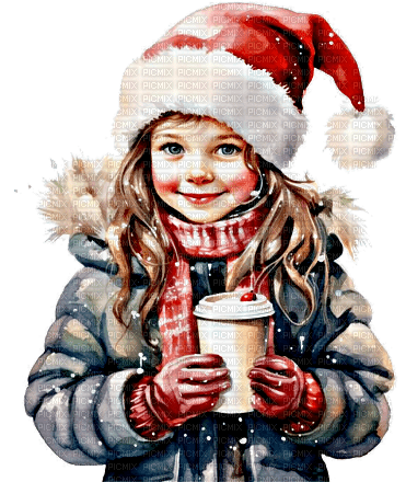 sm3 child girl christmas cute image coffee - Free PNG