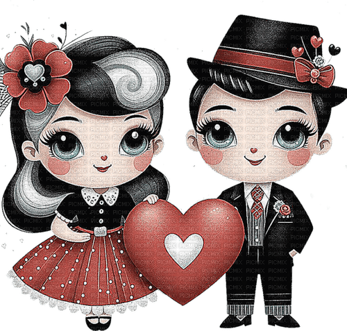 ♡§m3§♡ VDAY COUPLE RED BLACK CUTE IMAGE - δωρεάν png