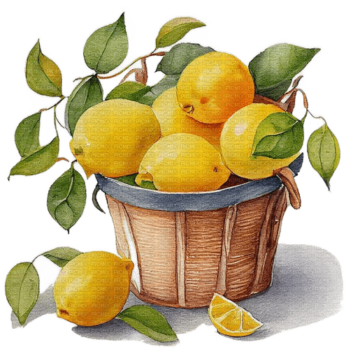 Lemon.Citron.Watercolor.Limón.Victoriabea - PNG gratuit
