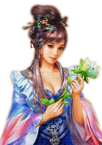 Rena Blue pink asian Fantasy Mädchen Girl - 免费PNG
