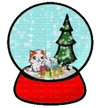 Marsey the Cat Snowglobe - Free animated GIF