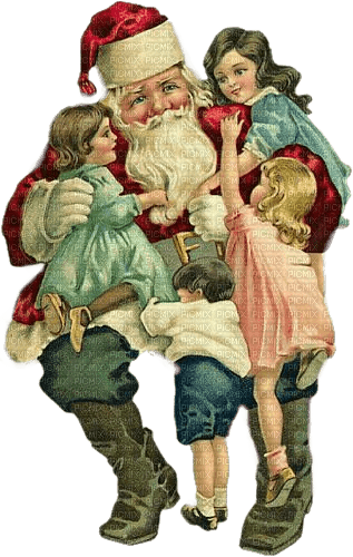 Weihnachtsmann, Kinder, Santa, Children, Vintage - ilmainen png