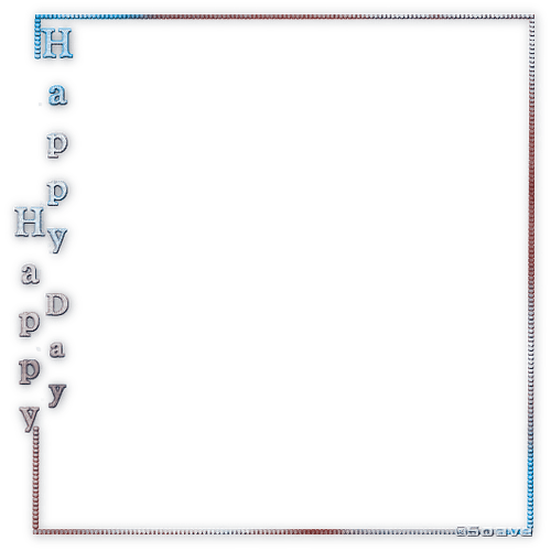 soave frame deco text happy day blue brown - PNG gratuit