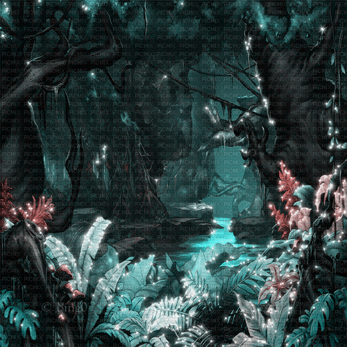 Y.A.M._Fantasy jungle forest background - 免费动画 GIF