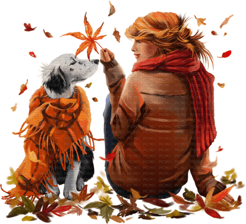 Woman, dog, autum, winter. Leila - δωρεάν png