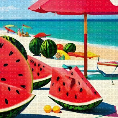 Beach with Watermelons - бесплатно png