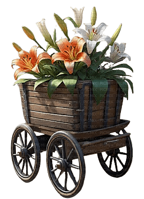 Carreta con flores - безплатен png