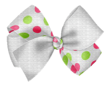 Noeud blanc à pois vert et rose - безплатен png