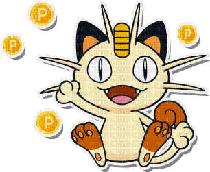 Meowth with coins - nemokama png