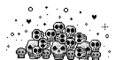 Starry Pixelized Skulls Pile - Ilmainen animoitu GIF