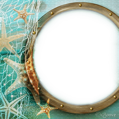 soave frame summer circle starfish web teal brown - 免费PNG