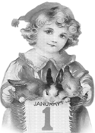 soave children vintage  girl new year text january - бесплатно png