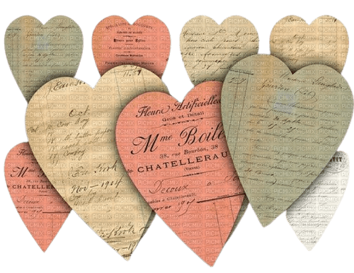 vintage paper hearts Bb2 - Free PNG