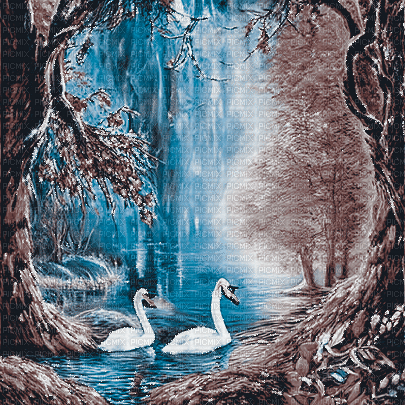 kikkapink autumn background swan lake - Free animated GIF