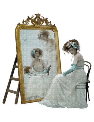 miroir avec femme.Cheyenne63 - darmowe png