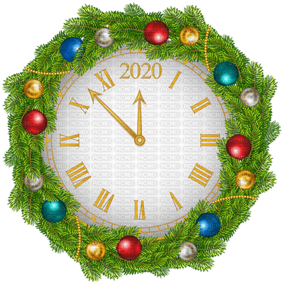 2020 new year clock deco - gratis png