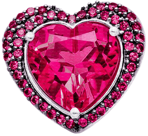 Heart.Gems.Jewels.Pink.Silver - Free PNG