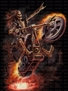 MMarcia gif esqueleto motocicleta fogo - 免费动画 GIF