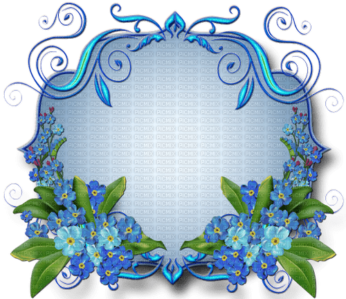 kort-blå- blommor----card--blue-flowers - kostenlos png