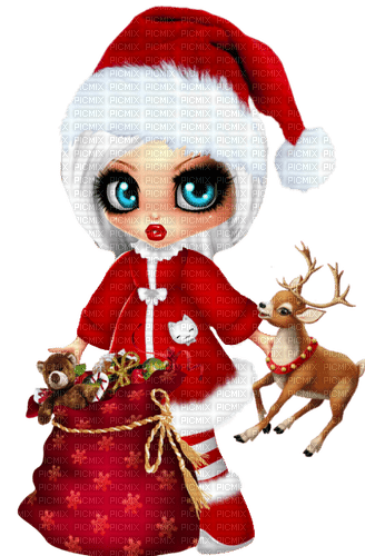Muñeca con bolsa de navidad - besplatni png