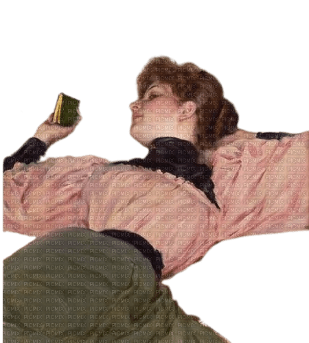 woman lying with book - gratis png