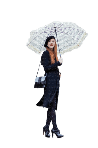 kikkapink autumn woman rain umbrella - png ฟรี