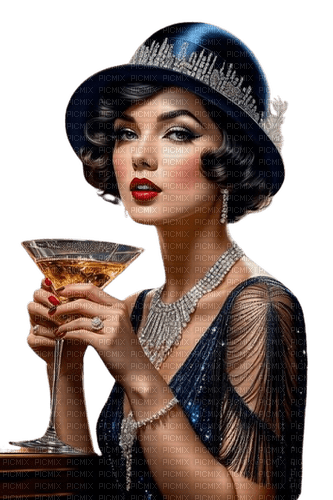 art deco woman drink - kostenlos png
