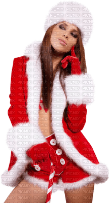 Kaz_Creations Woman Femme Fur Christmas Red - PNG gratuit