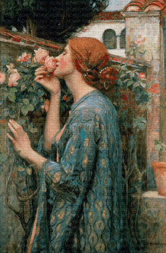 Vintage Lady with Rose - Free animated GIF